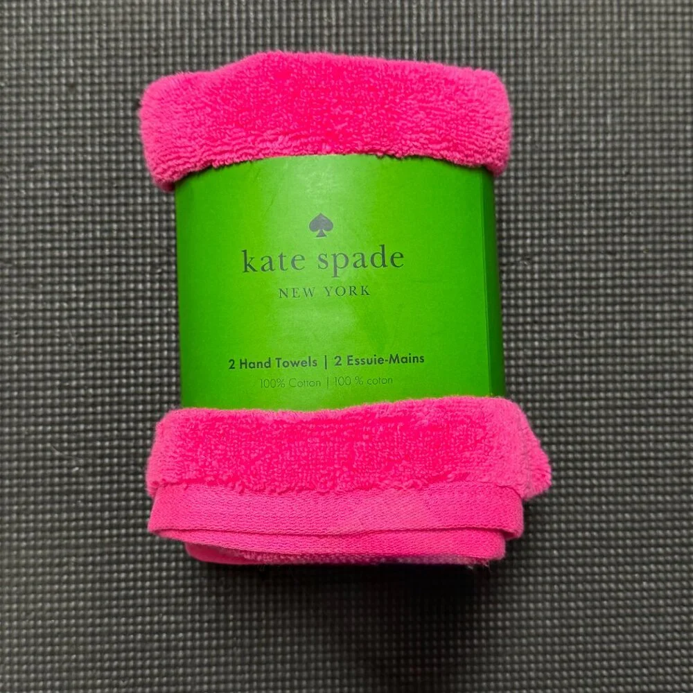 2 pc Kate Spade Hot Pink Fuchsia Hand Towels Towel Set Snapdragon Snap Dragon